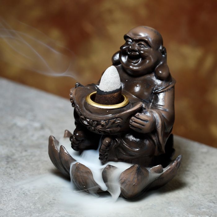 Wood Effect Lucky Buddha Backflow Incense Burner | Home Fragrance
