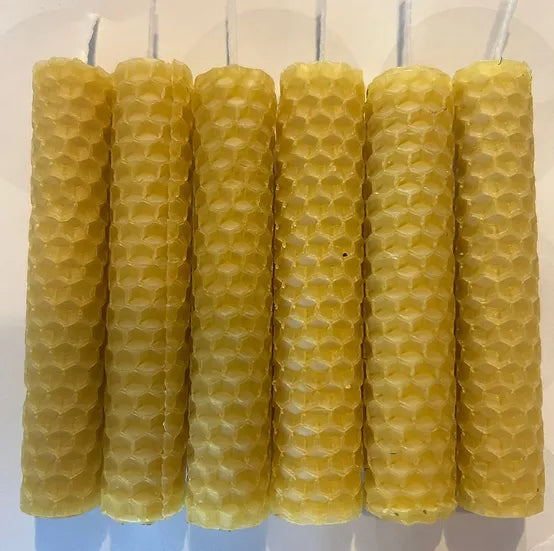 Set of 6 Hand Rolled Beeswax Candle | NATURAL | Spell Candle | 10 cm | 100 % U.K. Beeswax