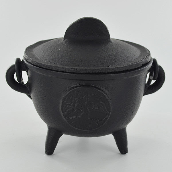 Cast Iron Cauldron engraved with the Tree of Life| 11.5 cm Width | Witch Altar | Pagan