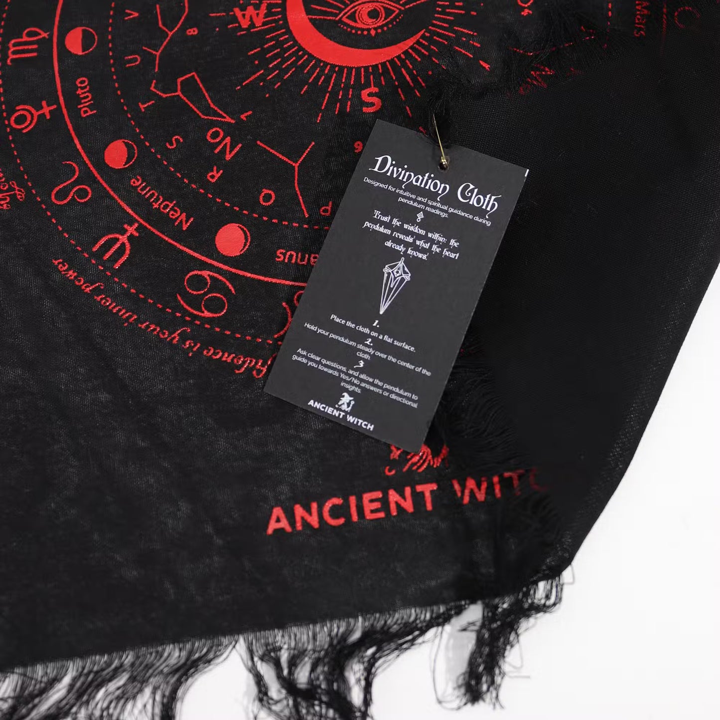 Pendulum Divination Cloth | Black & Blood Red | Fortune Telling
