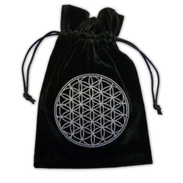 Flower Of Life Tarot | Oracle Card Bag |Black | Drawstring Bag