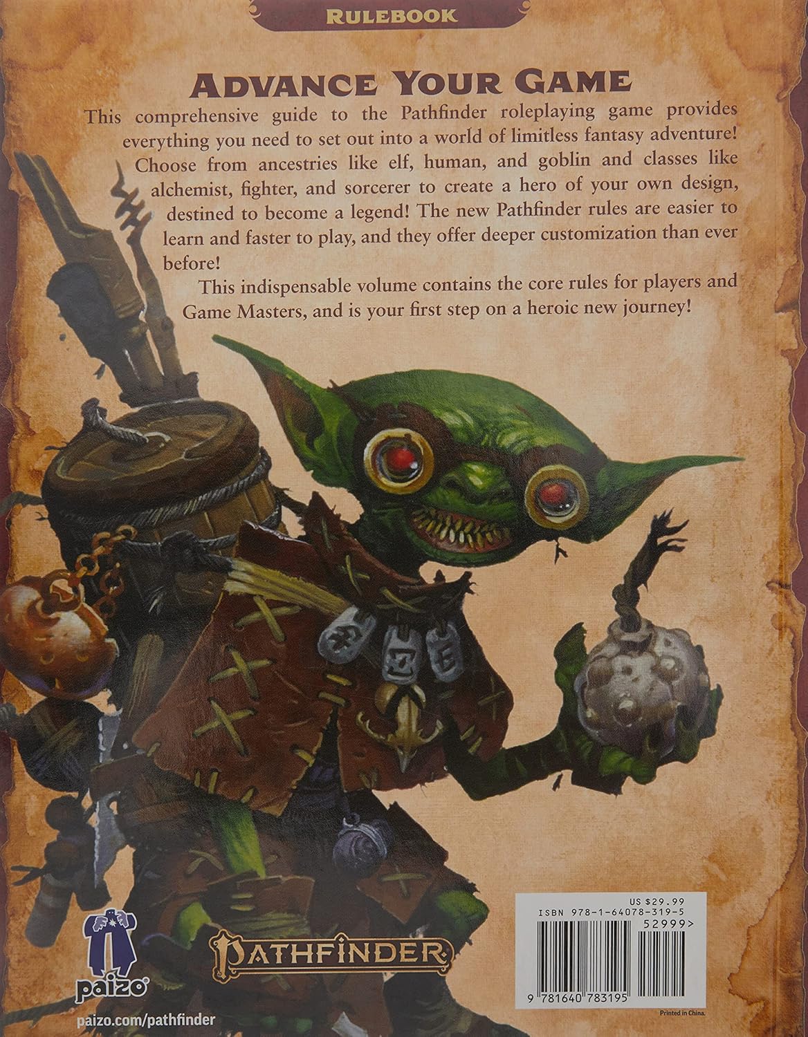 Pathfinder Core Rulebook Pocket Edition (P2) | Paperback | 2021 | Logan Bonner Jason Bulmahn, Stephen Radney MacFarland, Mark Seifter | RPG | Role Playing