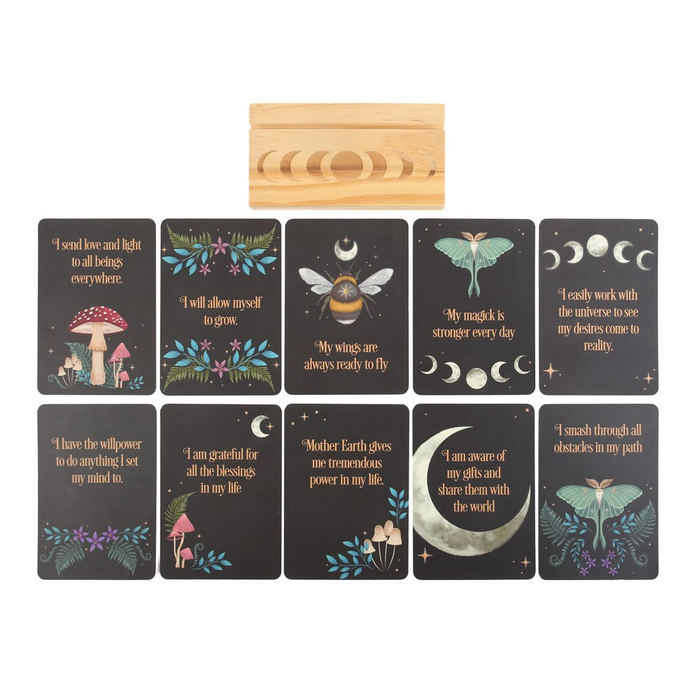 Dark Forest Affirmattion Cards | Set of 10 | Lunar Moon Stand | Cottagecore