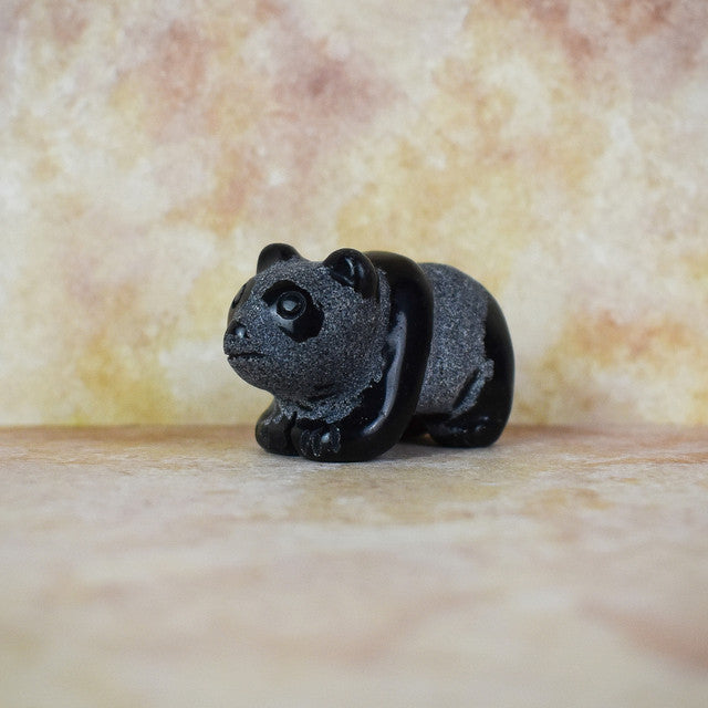 Hand Carved Panda | Black Obsidian | Crystal Figurine | Animal Figurine | Hand Carved