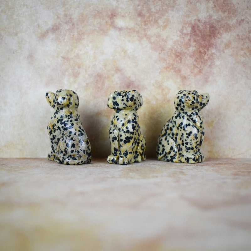 Hand Carved Dog | Dalmation Jasper | Crystal Figurine