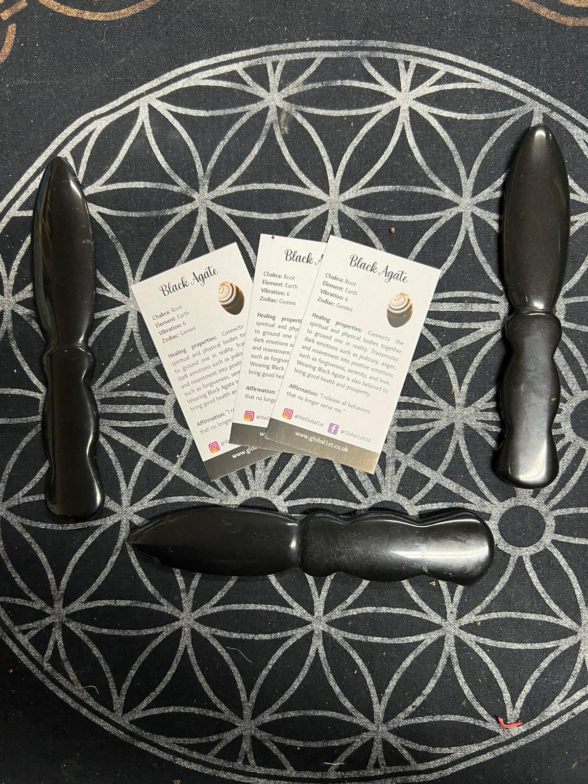 Black Agate Ritual Knife | Athame | 15cm