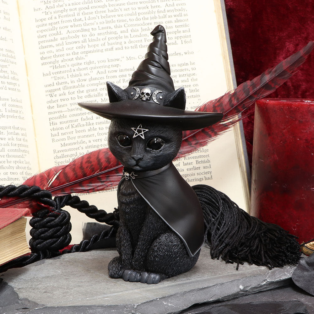 Purrah Witches Hat Occult Cat Figurine | Black Witch Cat Decorative Ornament | 13.5cm | Cult Cuties