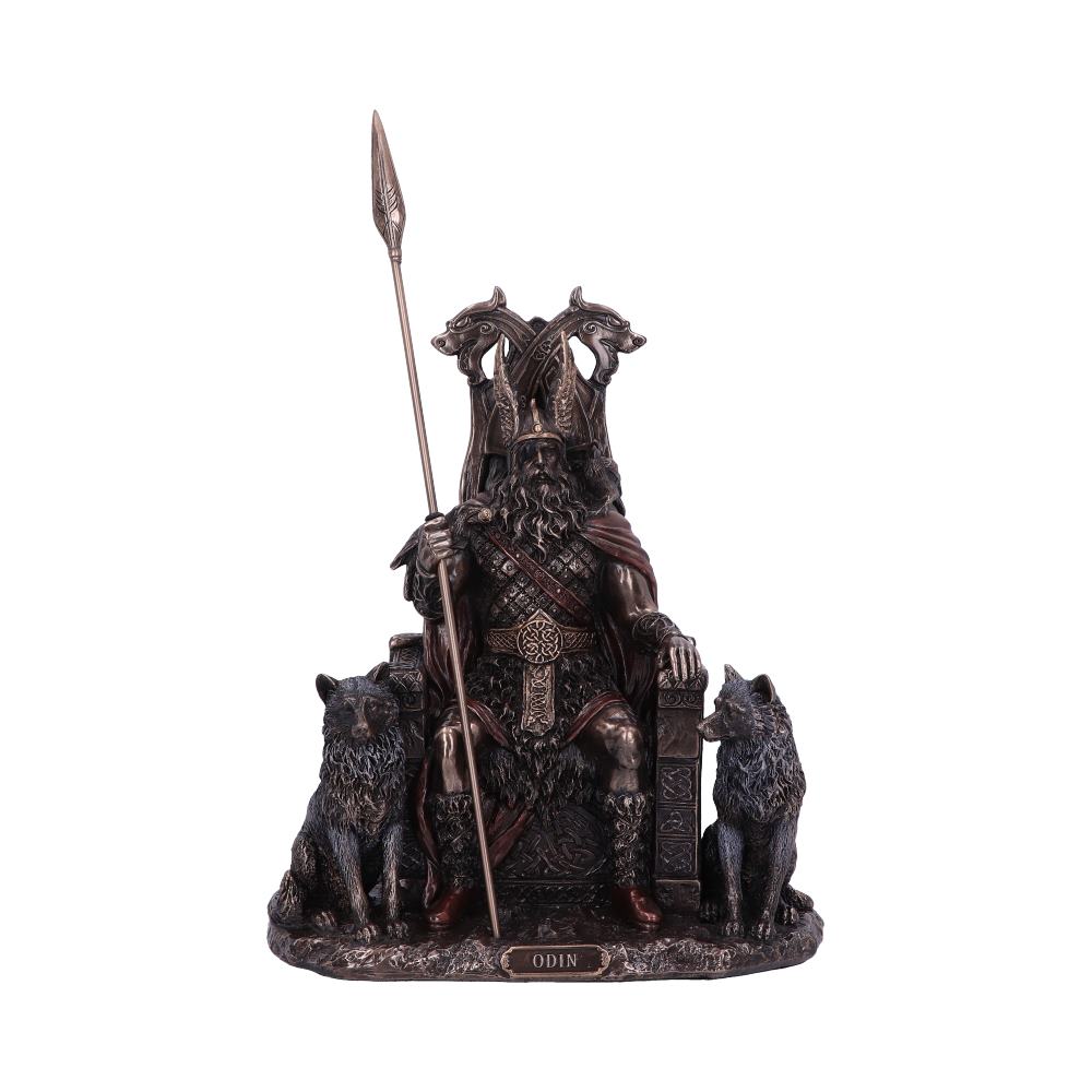 Odin All Father Wolves and Throne Figurine | 22cm | Norse Mythology | Ancient Gods | Vikings