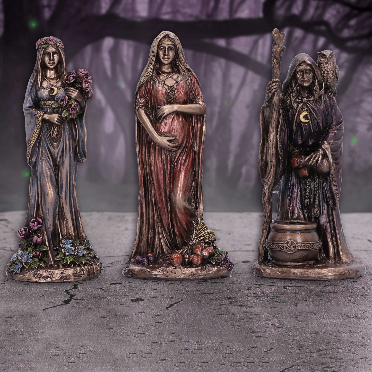 Maiden, Mother and Crone Trinity Mini Figurines | 10.5 cm | Triple Goddess
