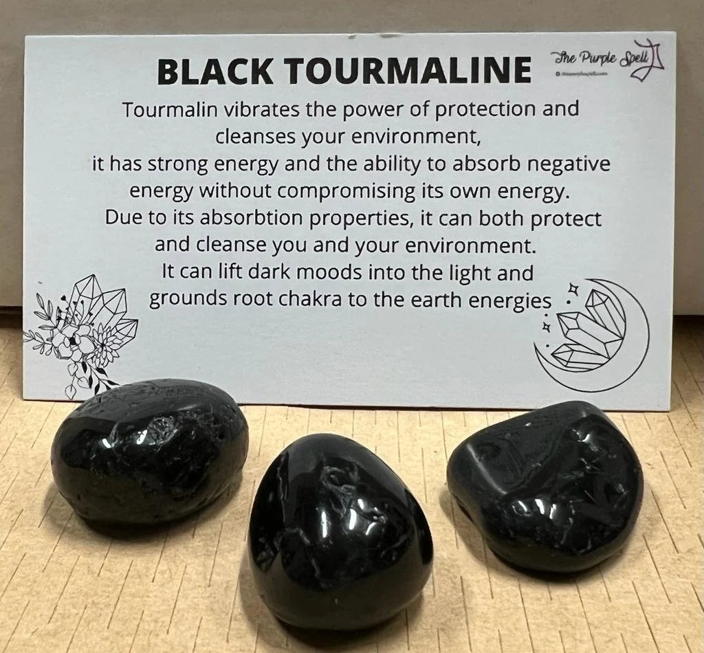 Black Tourmaline | Tumble Stone | Set of 3 or Single | (20-30mm) | Cleanse and Protect