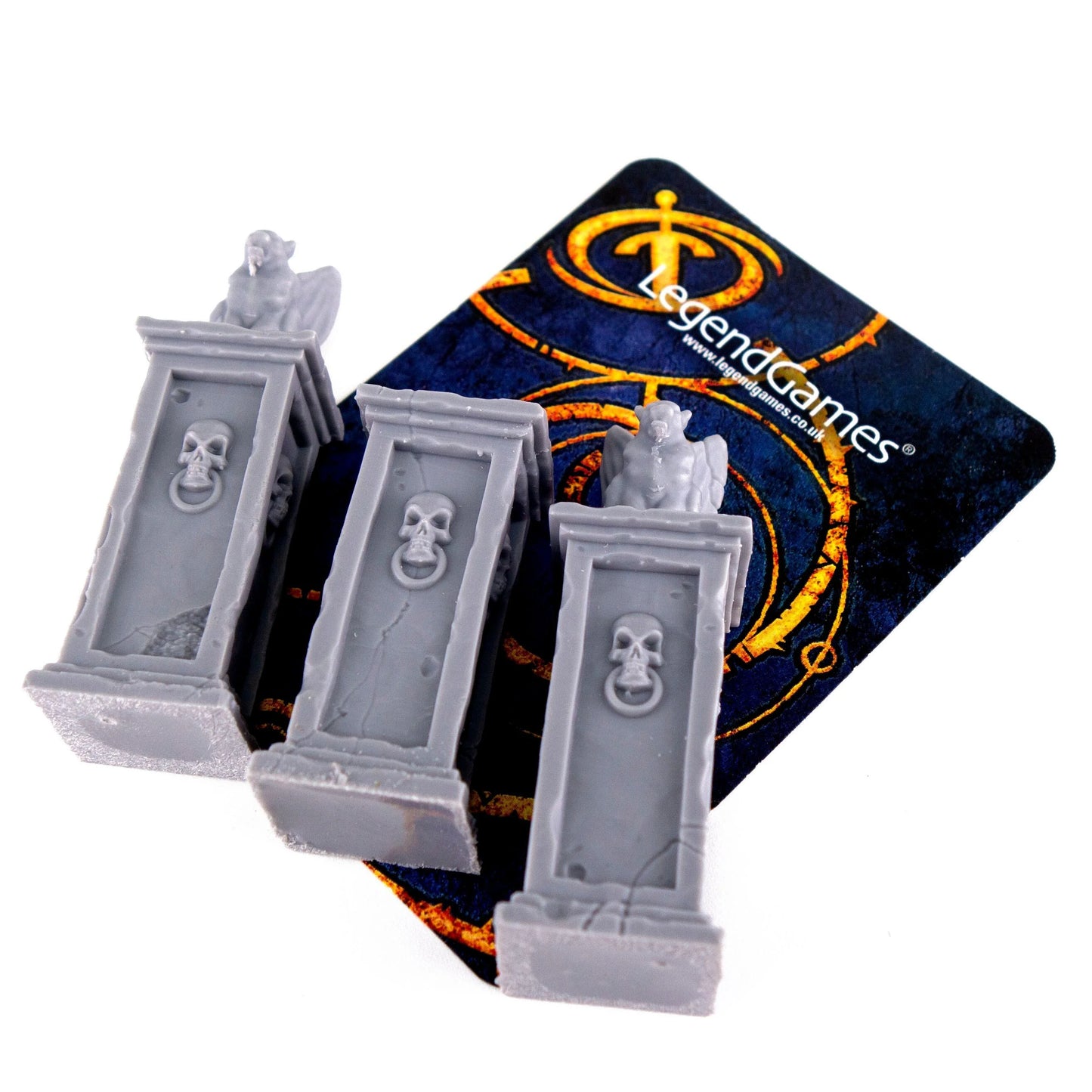 Dungeon and Dragon Scenery | Dungeon Gravetard Scatter | Gargoyle Pillars x 3 | RPG Scenery | Legend Games