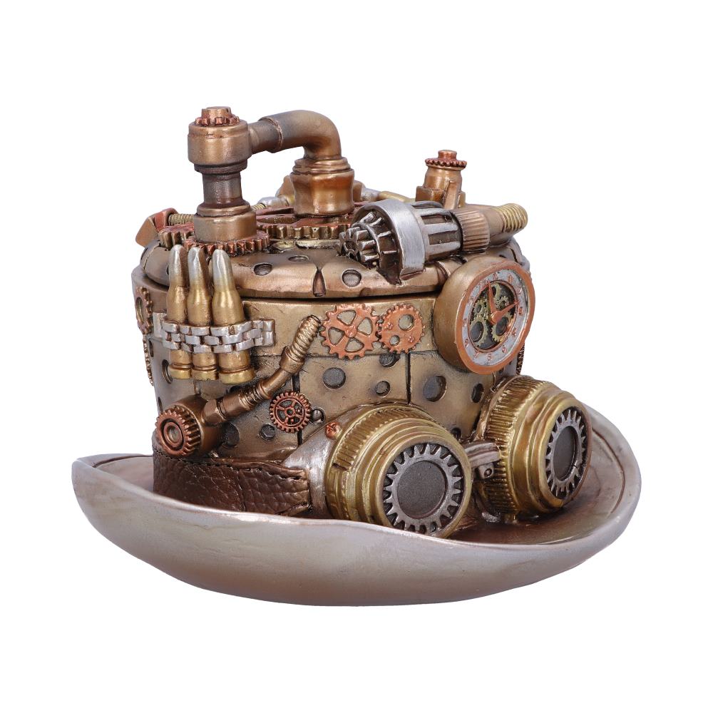 Cogwork Hatter Box | 14.5cm | Bronze Silver Cogwork Hatter Box | Steampunk Hat Storage