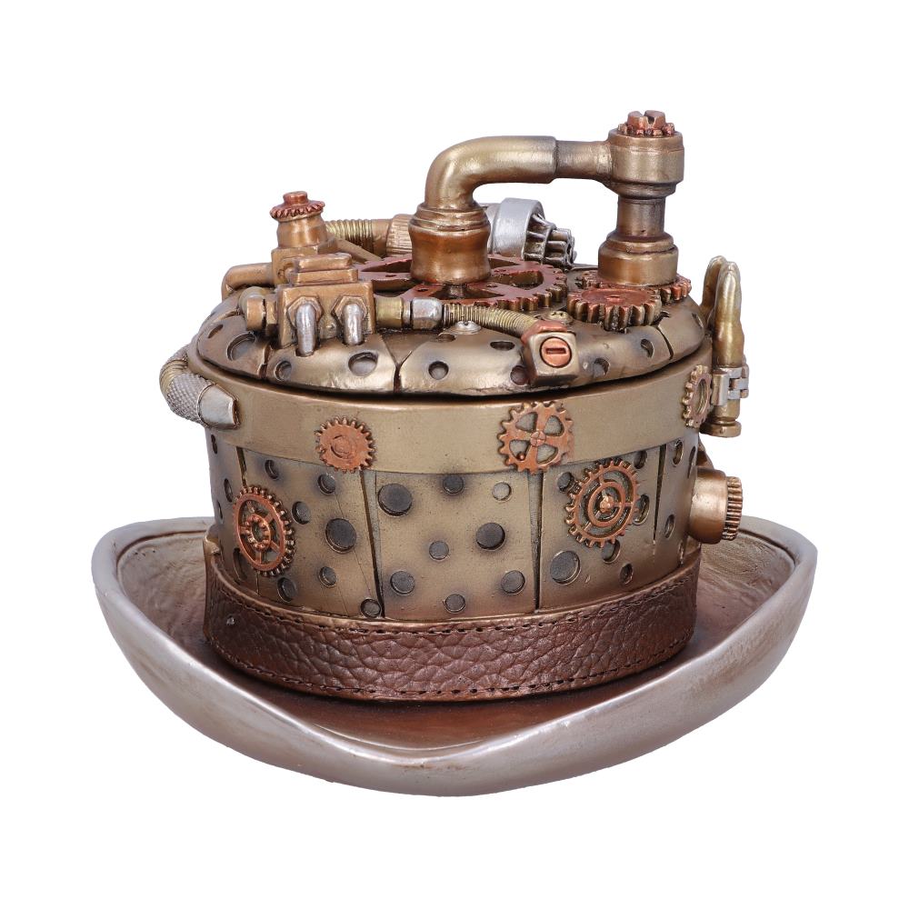 Cogwork Hatter Box | 14.5cm | Bronze Silver Cogwork Hatter Box | Steampunk Hat Storage
