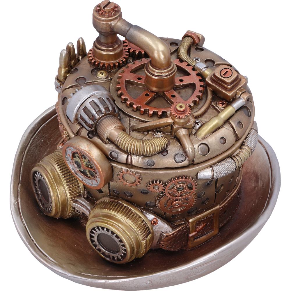 Cogwork Hatter Box | 14.5cm | Bronze Silver Cogwork Hatter Box | Steampunk Hat Storage