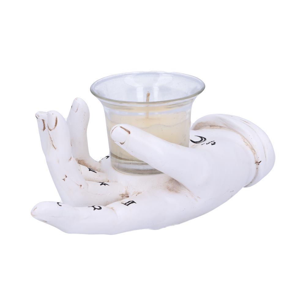Palmist's Prediction White Chiromancy Hand Candle Holder | 18.3cm | Tealight Holder |