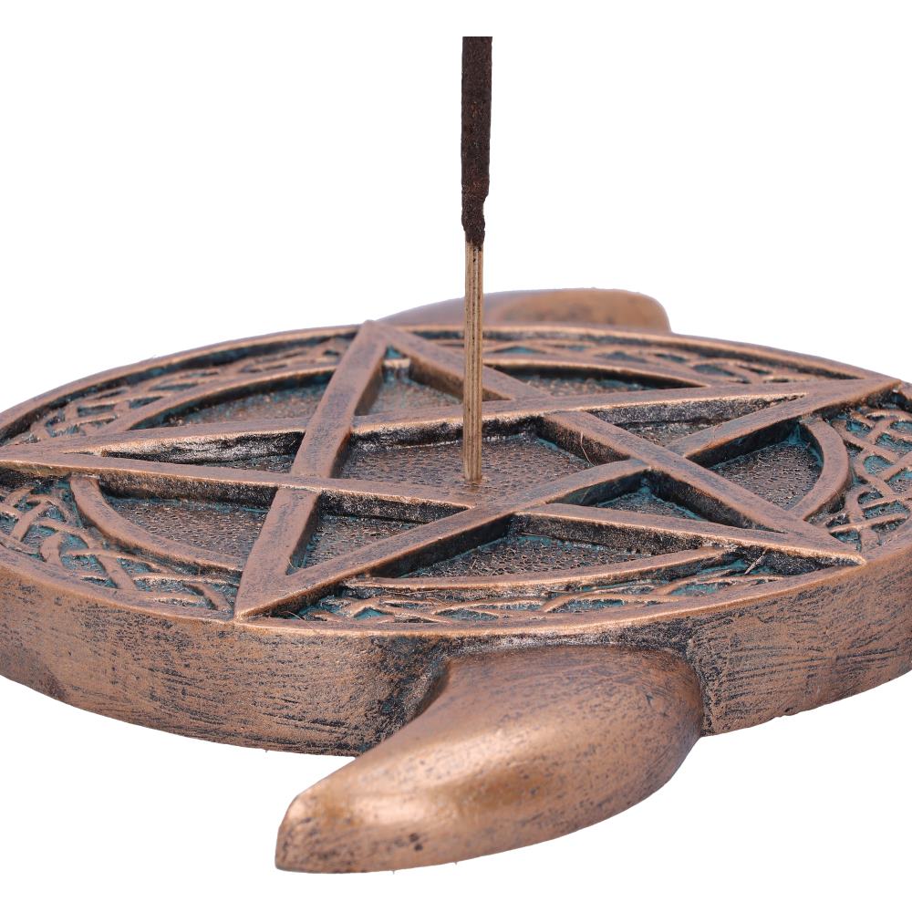 Triple Moon Pentacle Incense Burner | 15.5cm | Altar Piece | Pagan