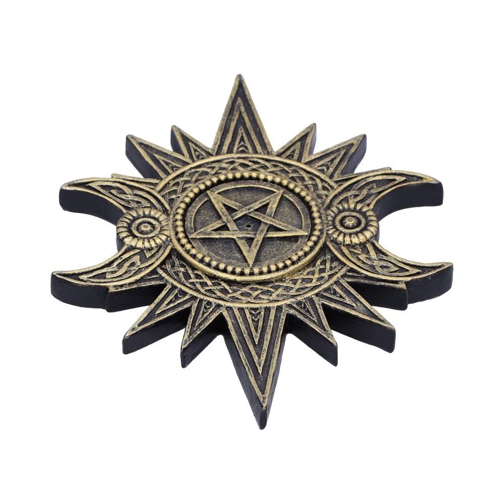 Celestial Worship Triple Moon Incense Burner | 17.3cm | Incense Stick Holder | Home Fragrance
