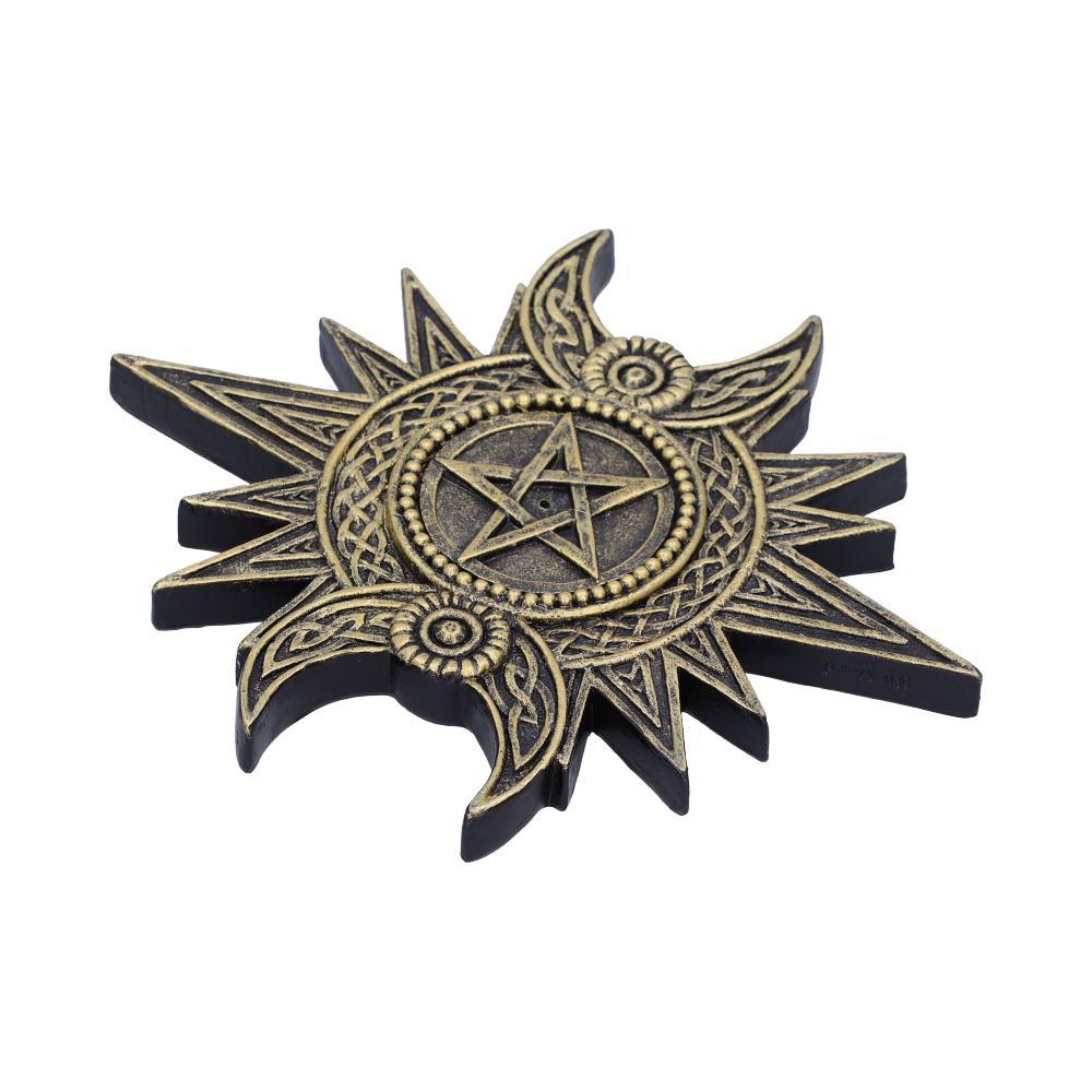 Celestial Worship Triple Moon Incense Burner | 17.3cm | Incense Stick Holder | Home Fragrance