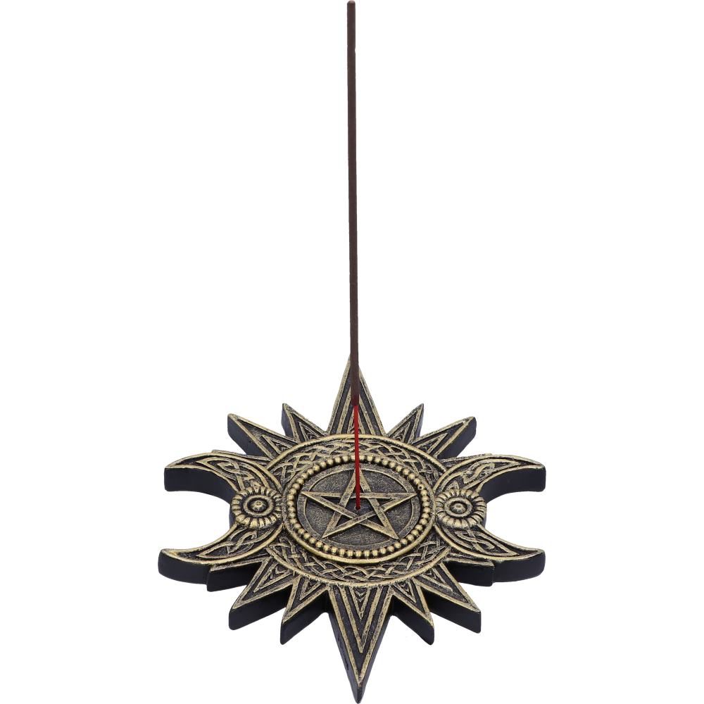 Celestial Worship Triple Moon Incense Burner | 17.3cm | Incense Stick Holder | Home Fragrance