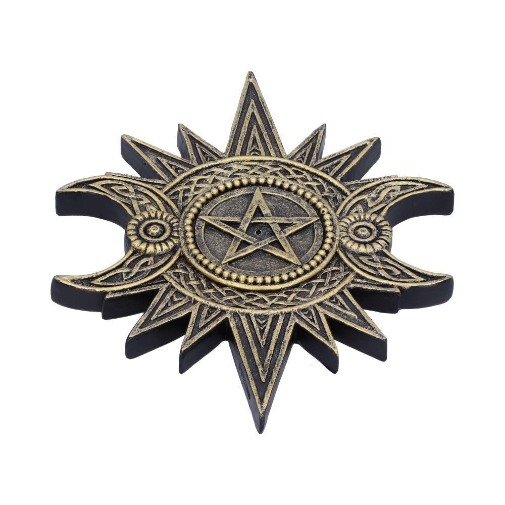 Celestial Worship Triple Moon Incense Burner | 17.3cm | Incense Stick Holder | Home Fragrance