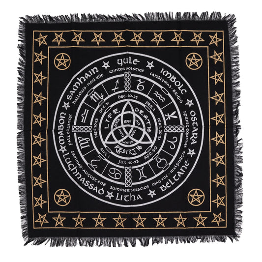 Altar Cloth |Life DEath Rebirth | Sabbat cloth| Esoteric Fringed | 50 x 50 cm | Tarot Cloth