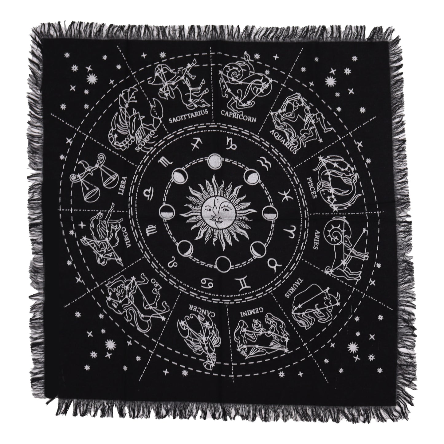 Altar Cloth | Zodiac | Horoscope | Esoteric Fringed | 50 x 50 cm | Tarot Cloth