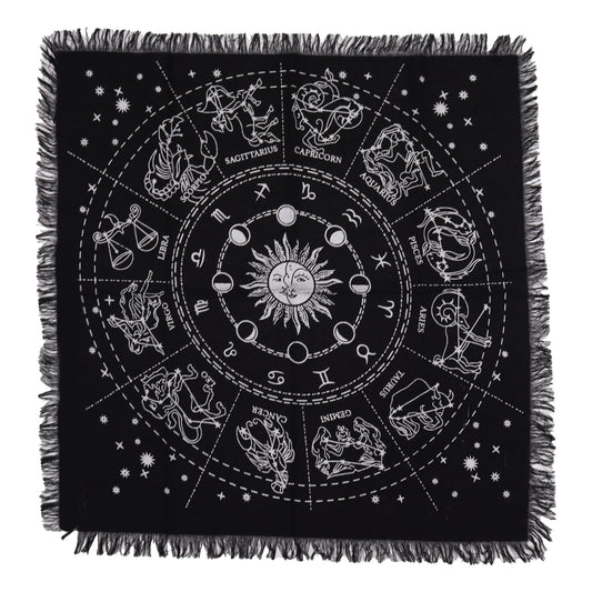 Altar Cloth | Zodiac | Horoscope | Esoteric Fringed | 50 x 50 cm | Tarot Cloth