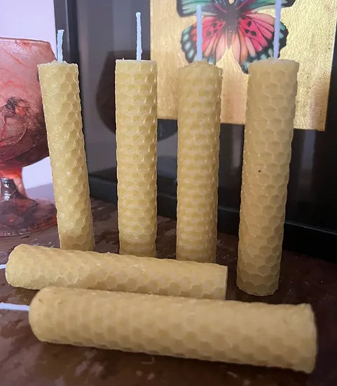 Beeswax Candle | Hand rolled | NATURAL | Two Sizes | Spell Candle | 10 cm | 100 % U.K. Beeswax
