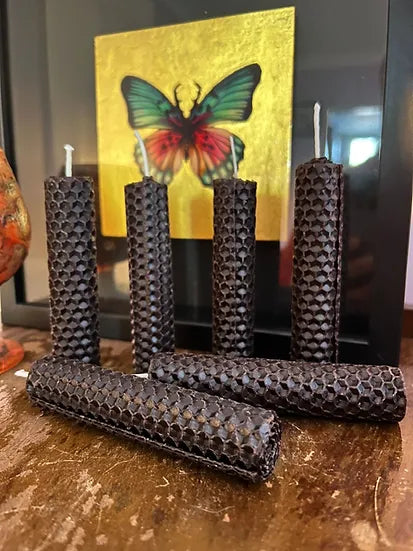 Beeswax Candle | Hand rolled |  DARK BROWN | Two Sizes | Spell Candles 10 cm | 100 % U.K. Beeswax