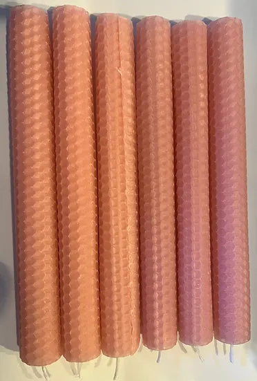Beeswax Candle | Hand rolled | PINK | Two Sizes | Spell Candles 20cm | 100 % U.K. Beeswax