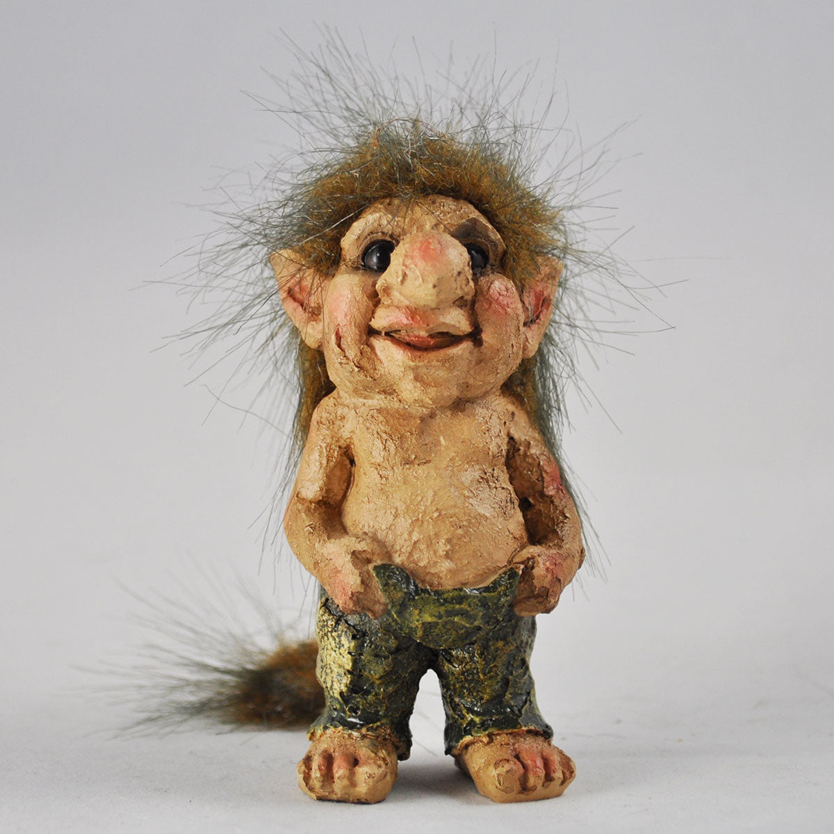 Troll Figurine Holding Pants Up | Garden Ornament | Fae Decor | Altar Figurine