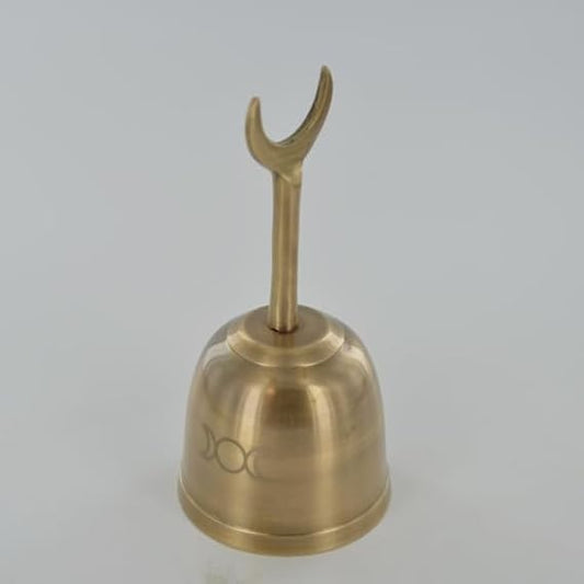 Triple Moon Altar Bell | Brass Ritual Bell | Witch Altar | Charm for Wiccans and Pagans