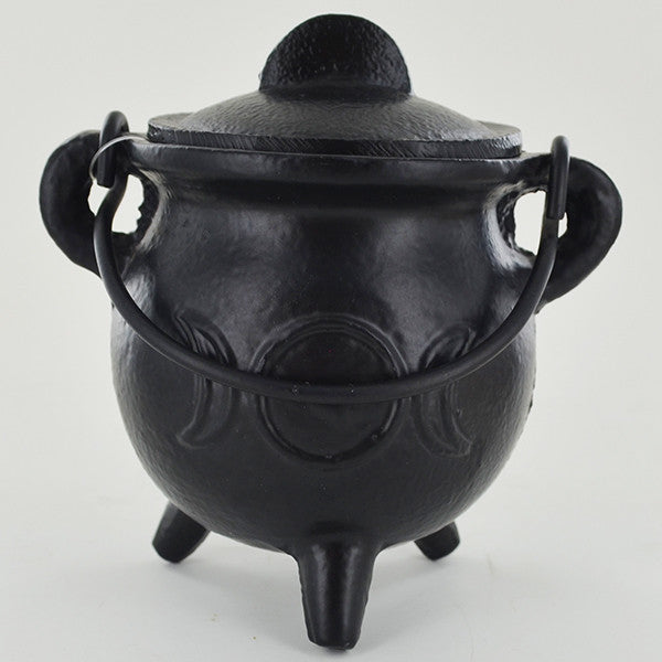 Cast Iron Cauldron engraved with the Triple Moon| 10 cm Width | Witch Altar | Pagan