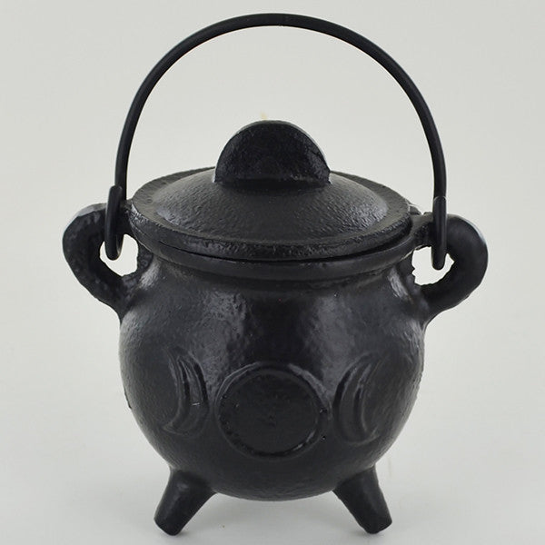Cast Iron Cauldron engraved with the Triple Moon| 10 cm Width | Witch Altar | Pagan