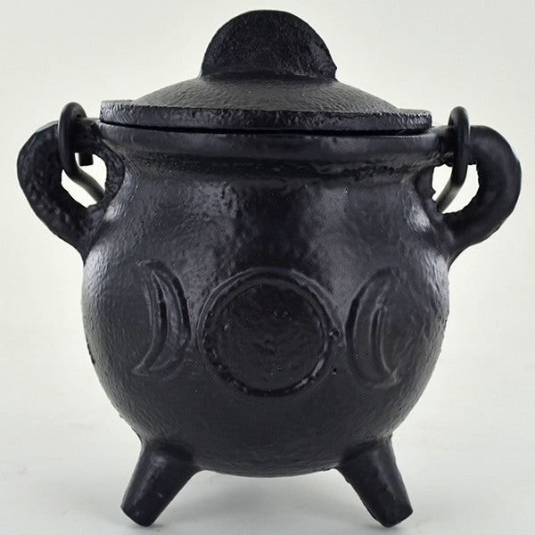 Cast Iron Cauldron engraved with the Triple Moon| 10 cm Width | Witch Altar | Pagan