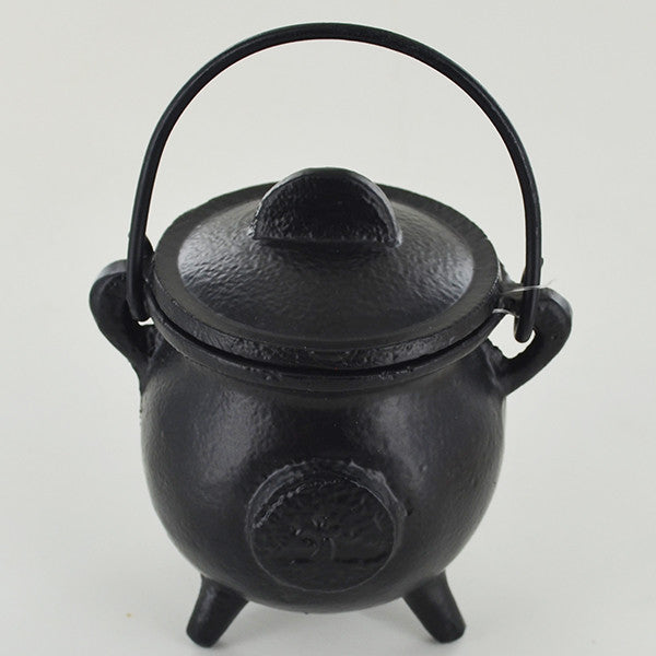 Cast Iron Cauldron engraved with the Tree of Ife | 8 cm Width | Witch Altar | Pagan