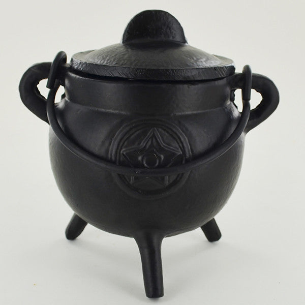 Cast Iron Cauldron engraved with the Pentagram | 10 cm Width | Witch Altar | Pagan