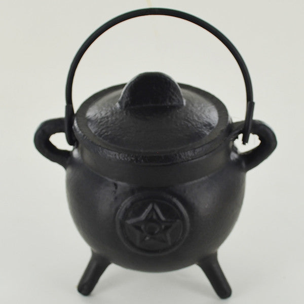 Cast Iron Cauldron engraved with the Pentagram | 10 cm Width | Witch Altar | Pagan