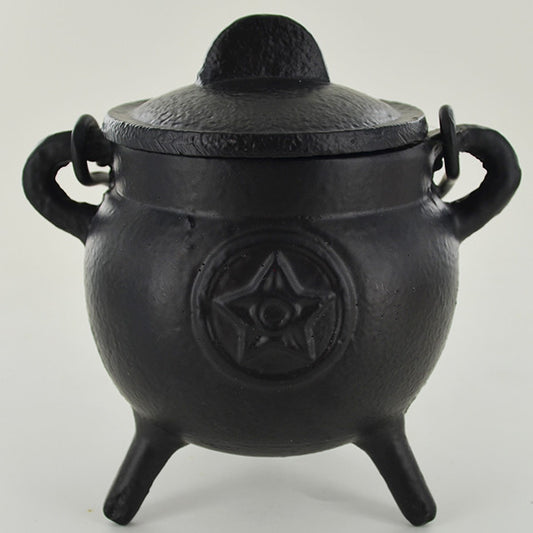 Cast Iron Cauldron engraved with the Pentagram | 10 cm Width | Witch Altar | Pagan