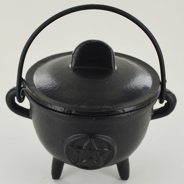 Cast Iron Cauldron engraved with the Pentagram | 11.5 cm Width | Witch Altar | Pagan