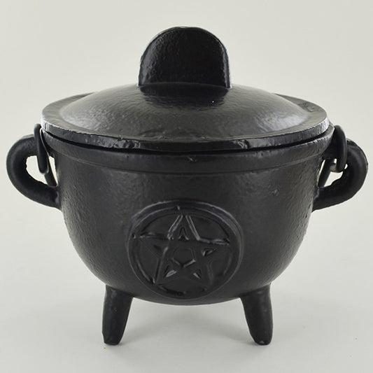 Cast Iron Cauldron engraved with the Pentagram | 11.5 cm Width | Witch Altar | Pagan