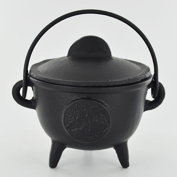 Cast Iron Cauldron engraved with the Tree of Life| 11.5 cm Width | Witch Altar | Pagan