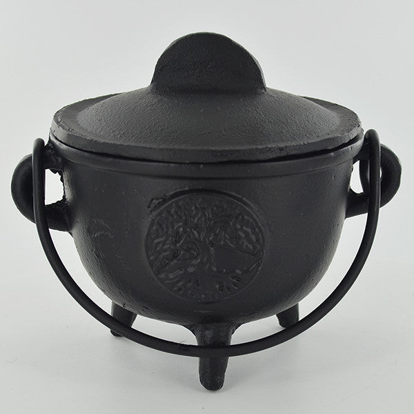 Cast Iron Cauldron engraved with the Tree of Life| 11.5 cm Width | Witch Altar | Pagan
