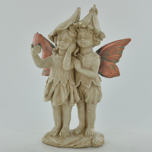 Fairy Couple Garden Ornament | Mystical Altar Piece | Outdoor Fae Statue