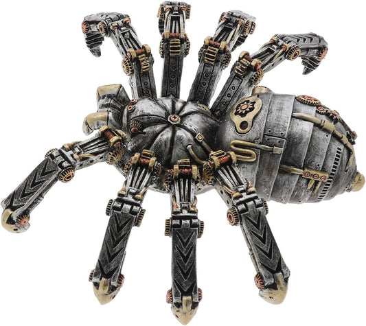 Steampunk Spider Figurine | Industrial Mechanical Design in Bronze and Silver | Gentleman Joe | Collectables | Goth