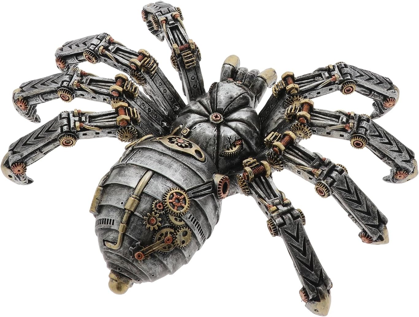 Steampunk Spider Figurine | Industrial Mechanical Design in Bronze and Silver | Gentleman Joe | Collectables | Goth