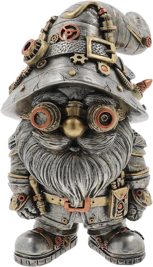 Steampunk Gnome Figurine | Resin Silver Bronze Industrial Decor | Gentleman Joe | Collectables | Cottagecore | Alternative