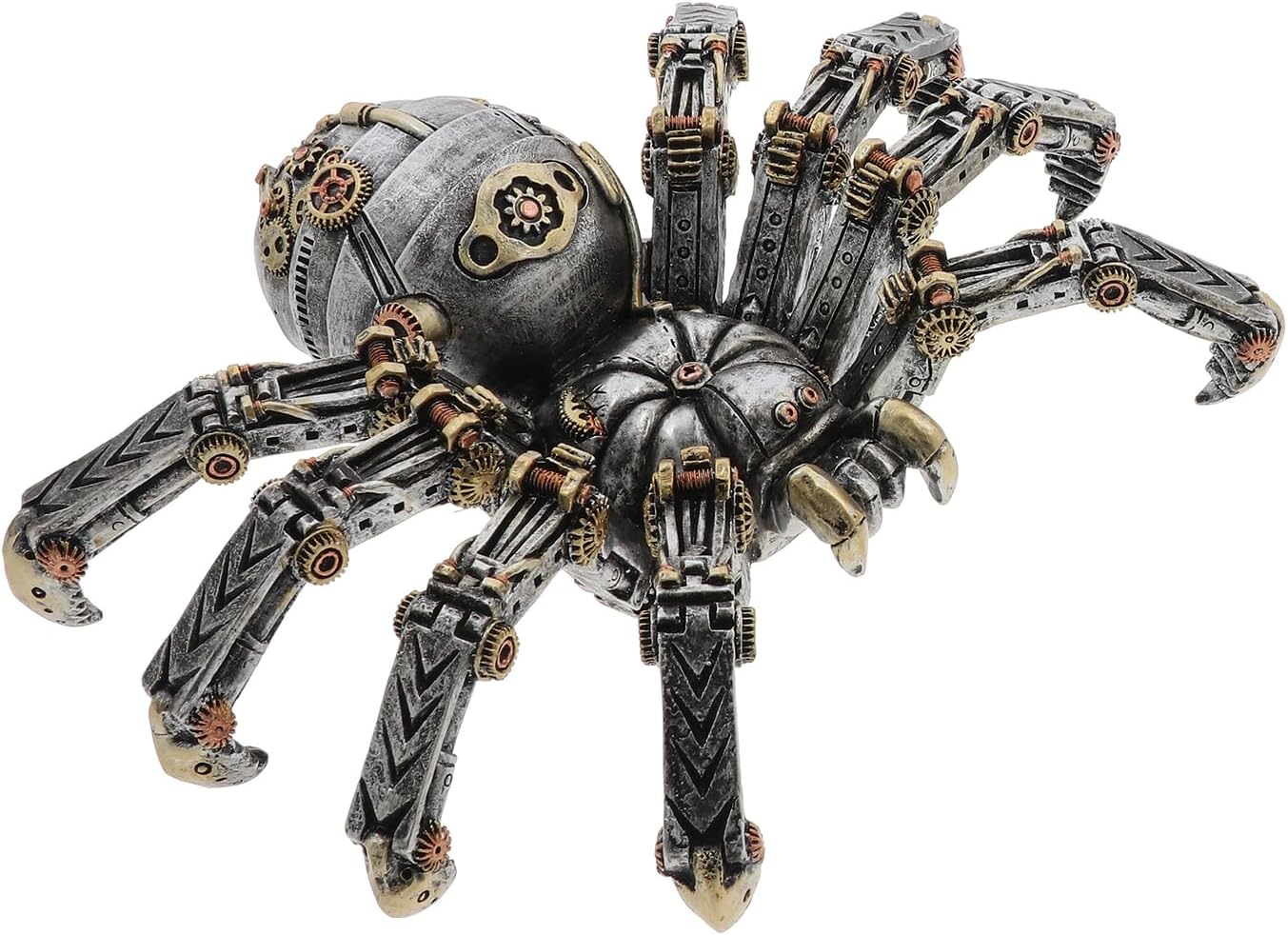 Steampunk Spider Figurine | Industrial Mechanical Design in Bronze and Silver | Gentleman Joe | Collectables | Goth