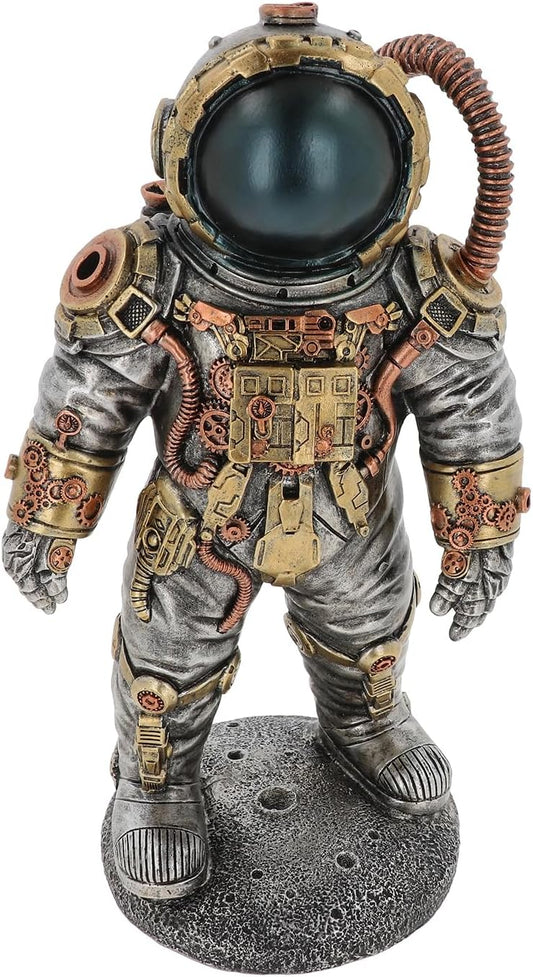 Steampunk Astronaut Figurine | Vintage Space Explorer Decorative Statue | Mixed Metal Finish with Copper and Bronze Accents | Industrial Sci-Fi Home Decor | Shudehill Giftware