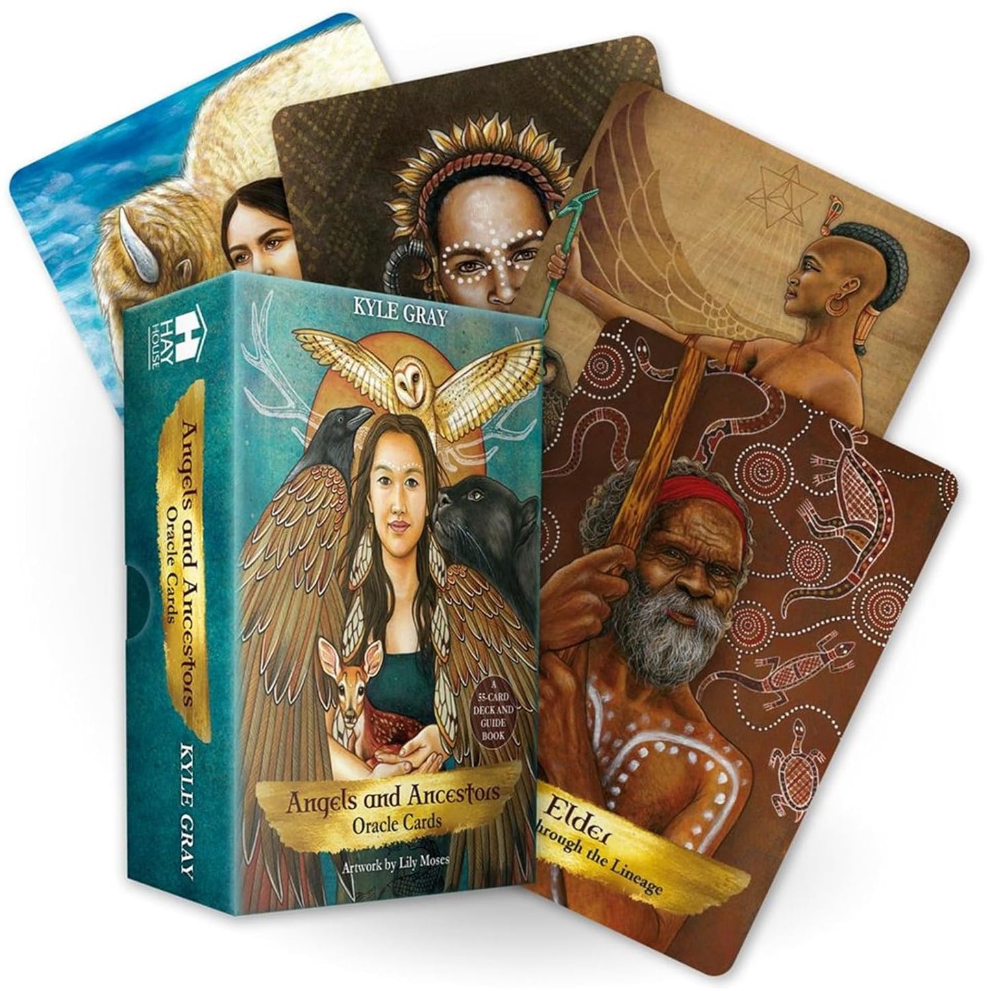 Angels and Ancestors Oracle Cards: A 55-Card Deck and Guidebook | by Kyle Gray (Author), Lily Moses (Illustrator)